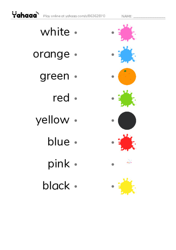 Draw a line to match worksheet for Snake colors Raz kid