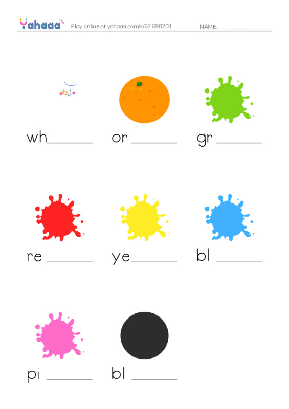 Finish the word worksheet for Snake colors Raz kid