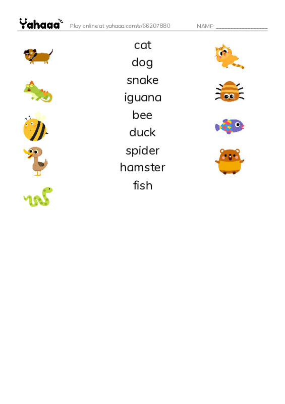 Match both sides worksheet for animal U4