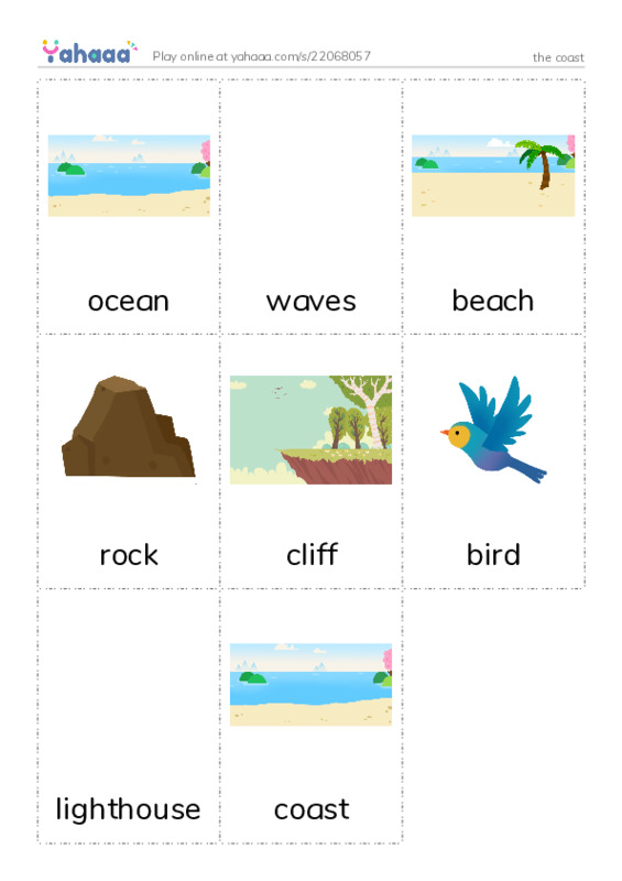 Picture flashcards worksheet for the coast