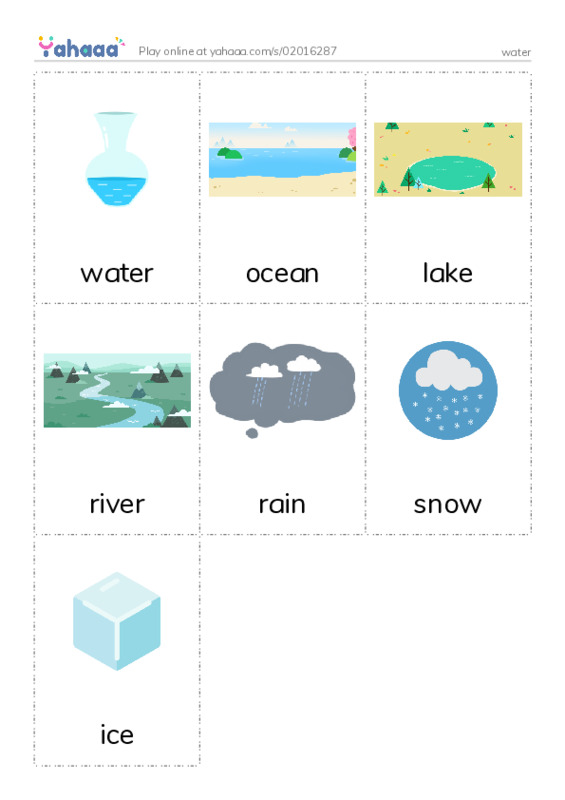 Picture flashcards worksheet for water