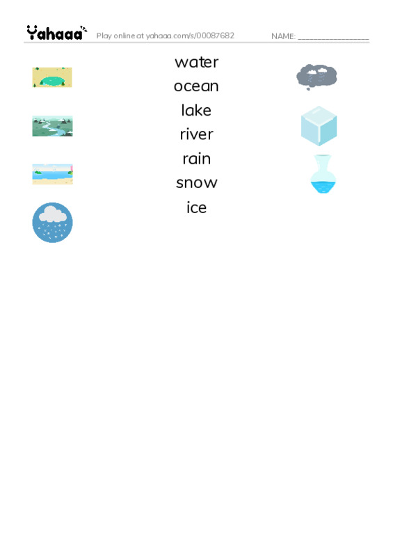 Match both sides worksheet for water