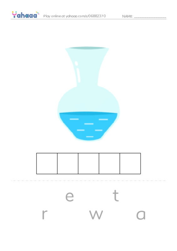 Letter scramble puzzle worksheet for water