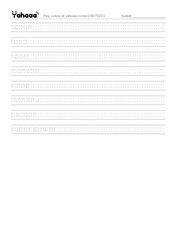 Handwriting lines worksheet for i dream