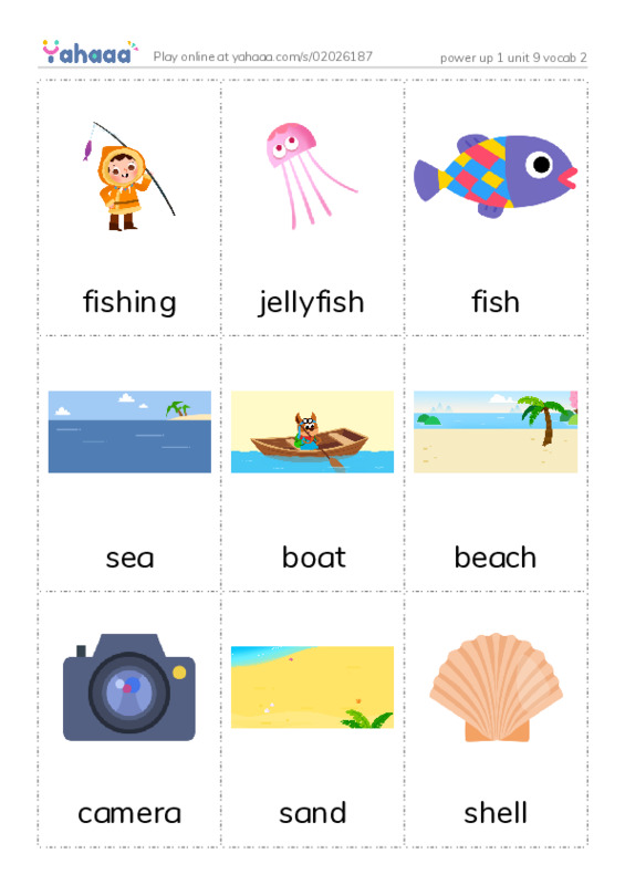 Picture flashcards worksheet for power up 1 unit 9 vocab 2