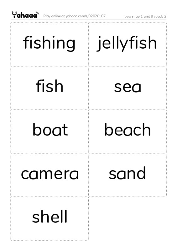 Word flashcards worksheet for power up 1 unit 9 vocab 2