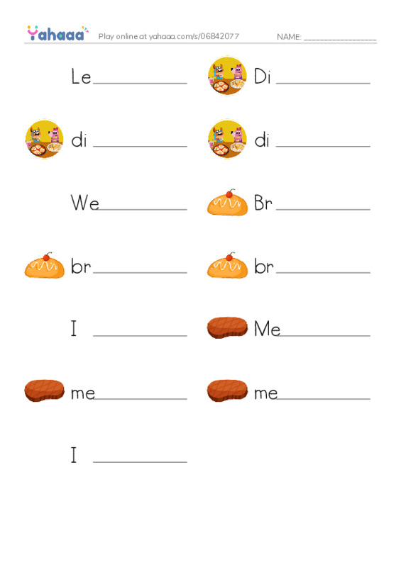 Write the word rows worksheet for Let's Have Dinner, Dinner, dinner and 10 more