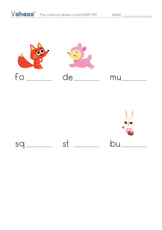 Finish the word worksheet for the forest