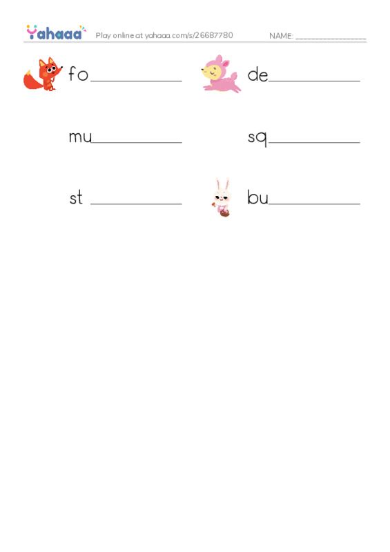 Write the word rows worksheet for the forest