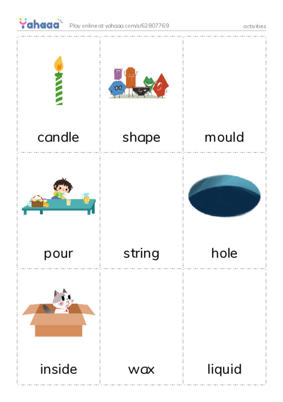 Picture flashcards worksheet for activities