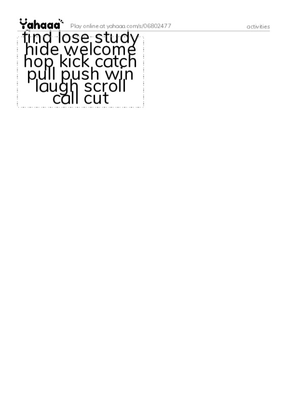 Word flashcards worksheet for activities