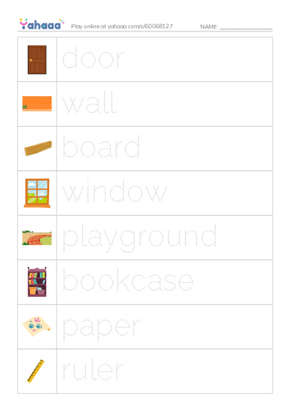 Picture and word rows worksheet for power up 1 unit 1-2