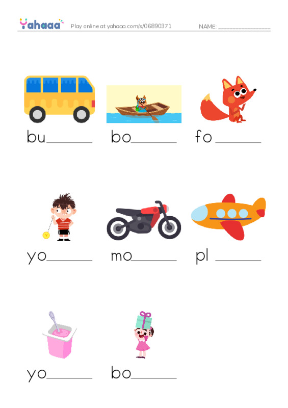 Finish the word worksheet for transportation