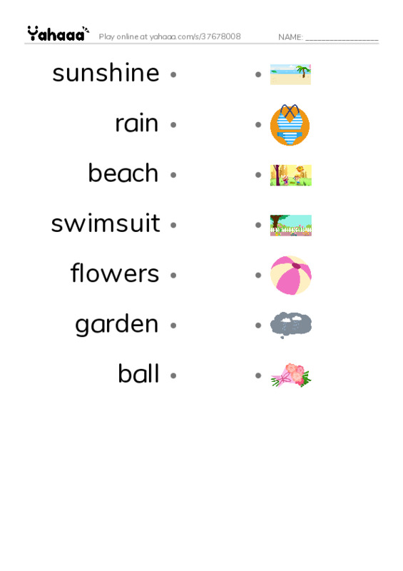Draw a line to match worksheet for summer