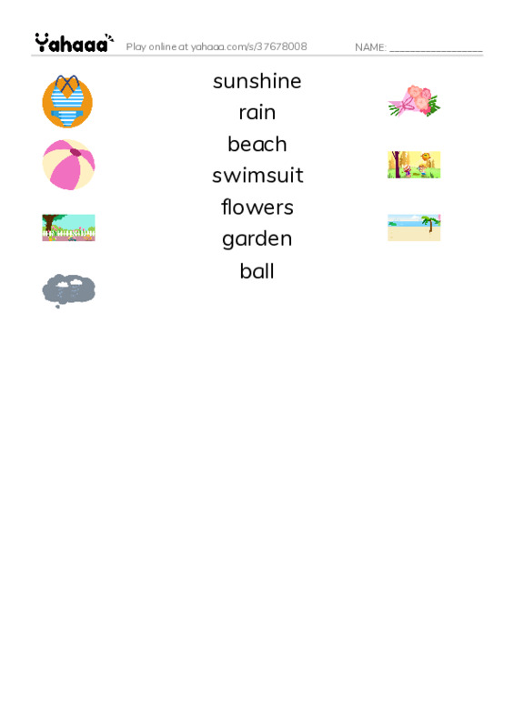 Match both sides worksheet for summer
