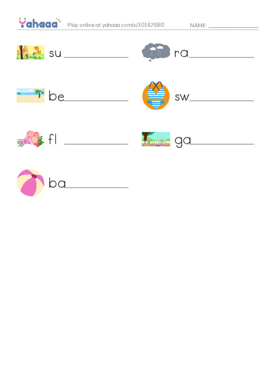 Write the word rows worksheet for summer