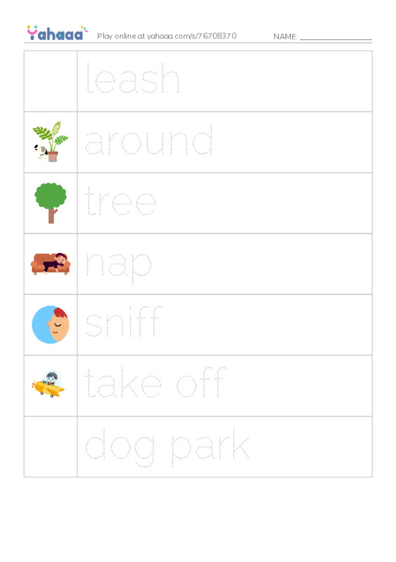 Picture and word rows worksheet for meli