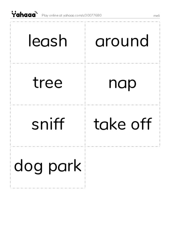 Word flashcards worksheet for meli