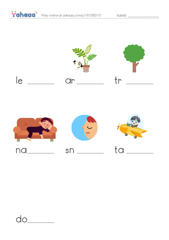 Finish the word worksheet for meli