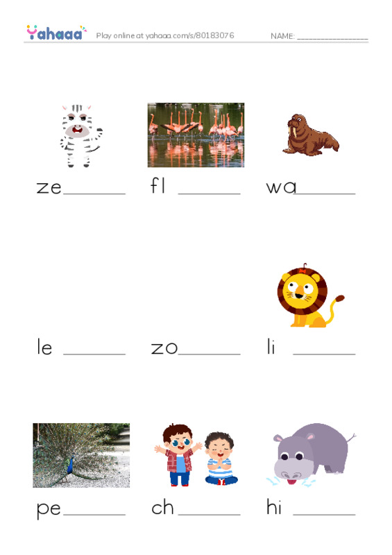 Finish the word worksheet for polar bear