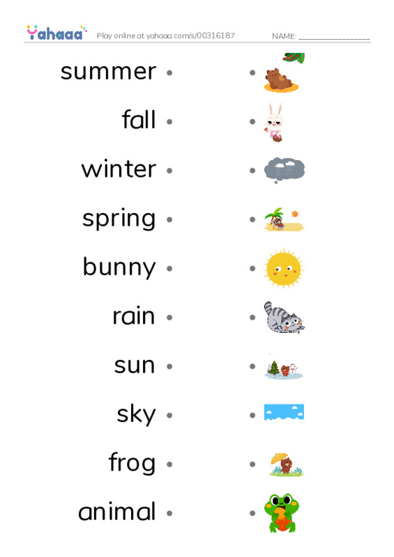 Draw a line to match worksheet for i am a bunny