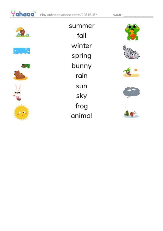 Match both sides worksheet for i am a bunny