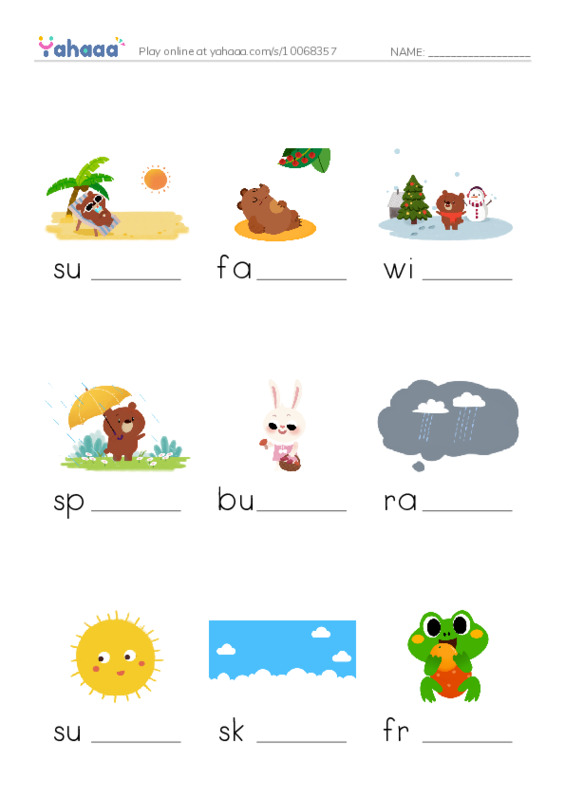 Finish the word worksheet for i am a bunny
