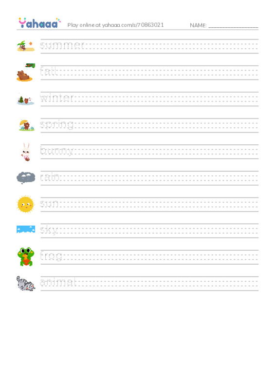 Handwriting lines worksheet for i am a bunny