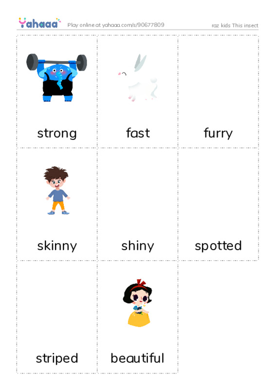 Picture flashcards worksheet for raz kids This insect