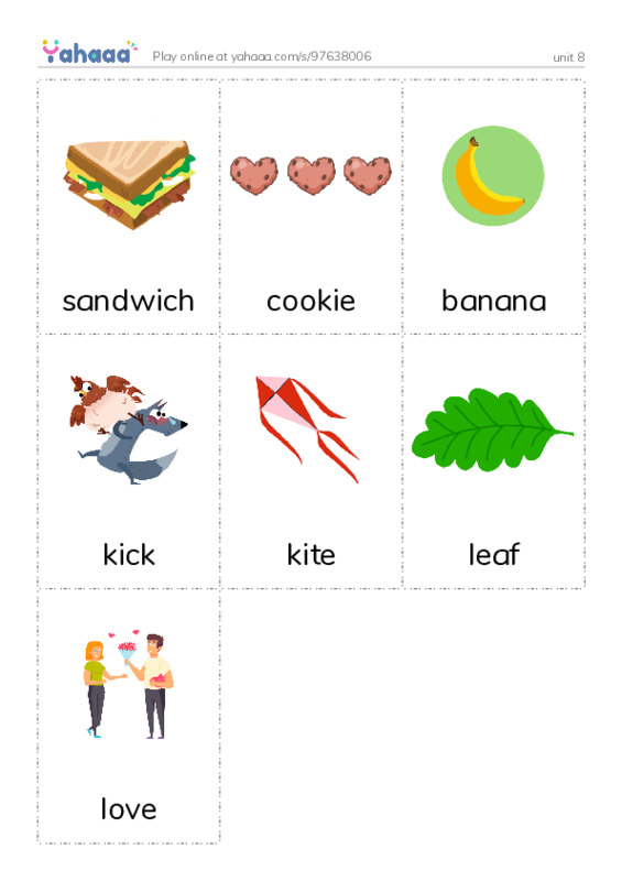 Picture flashcards worksheet for unit 8