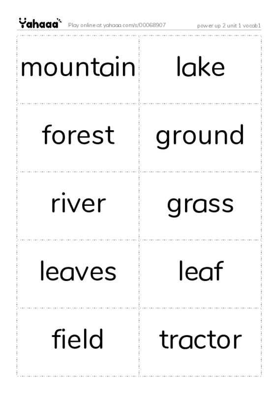 Word flashcards worksheet for power up 2 unit 1 vocab1