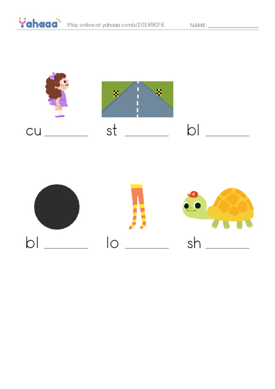 Finish the word worksheet for my hair