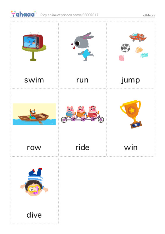 Picture flashcards worksheet for athletes