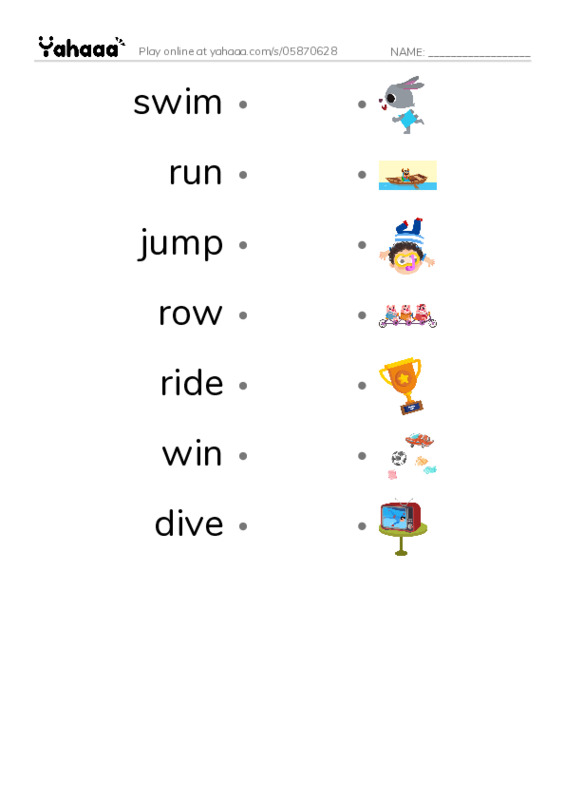 Draw a line to match worksheet for athletes