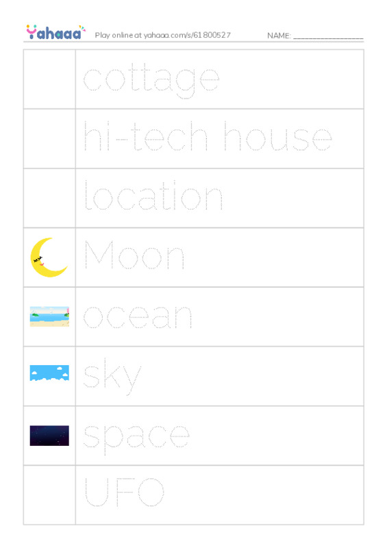 Picture and word rows worksheet for unit 10 global 6