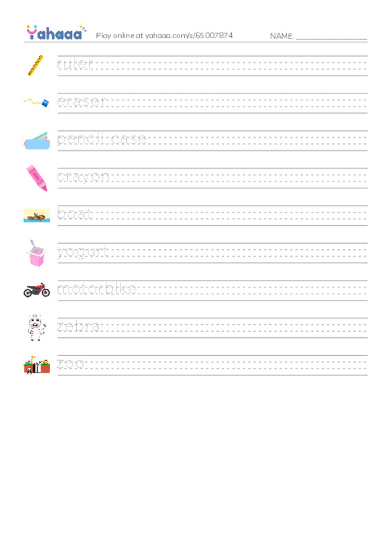 Handwriting lines worksheet for Unit 9 i learn 2