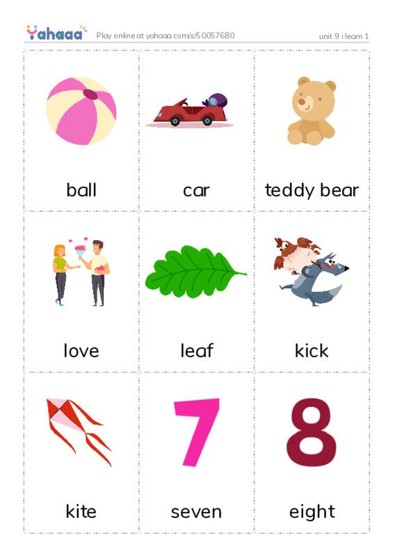 Picture flashcards worksheet for unit 9 i learn 1