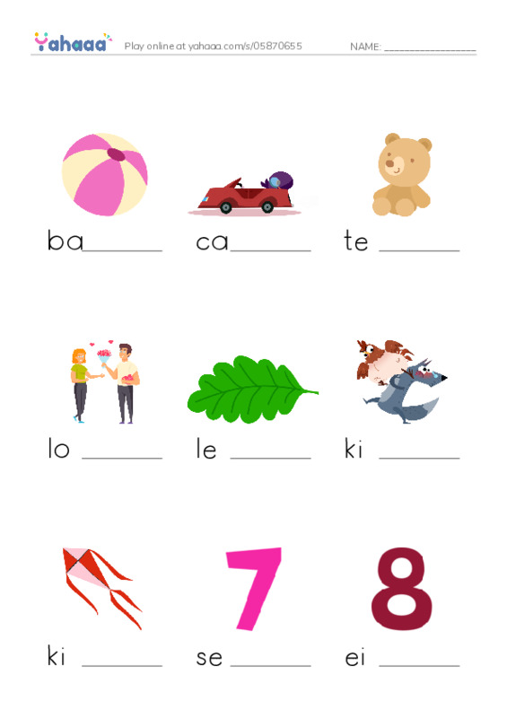Finish the word worksheet for unit 9 i learn 1