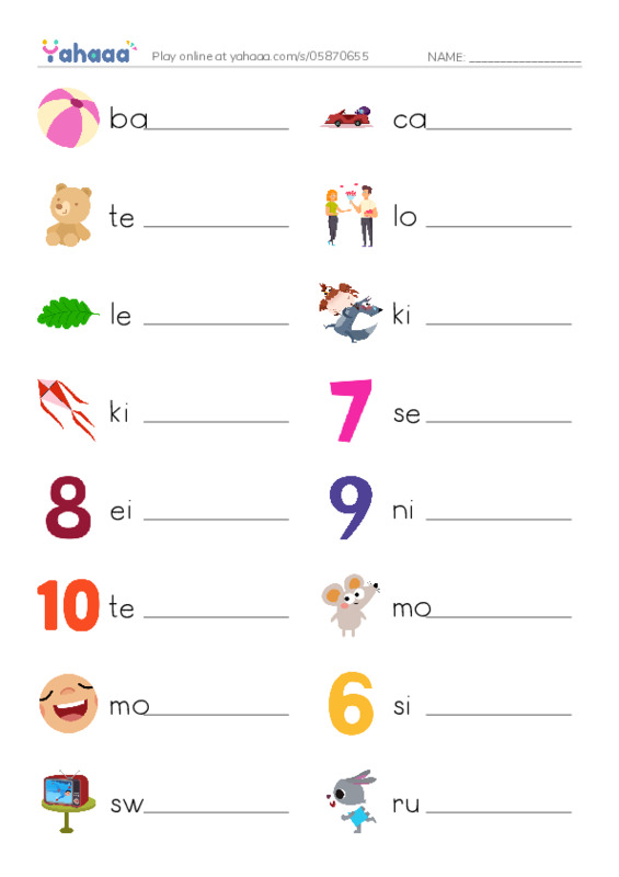 Write the word rows worksheet for unit 9 i learn 1