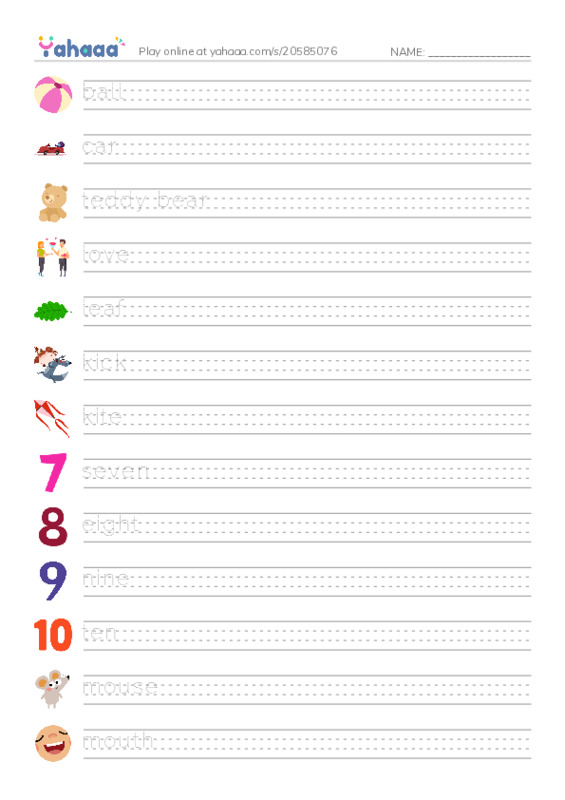 Handwriting lines worksheet for unit 9 i learn 1