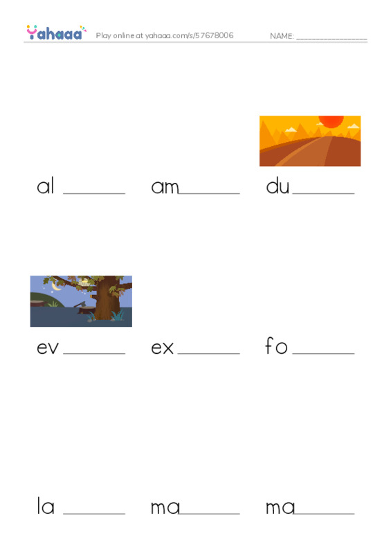 Finish the word worksheet for 1.1 Vocabulary