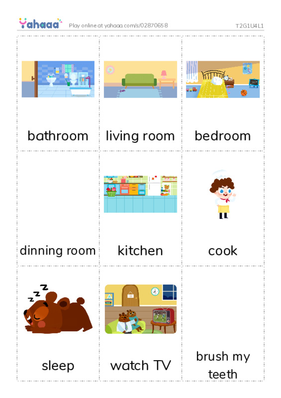 Picture flashcards worksheet for T2G1U4L1