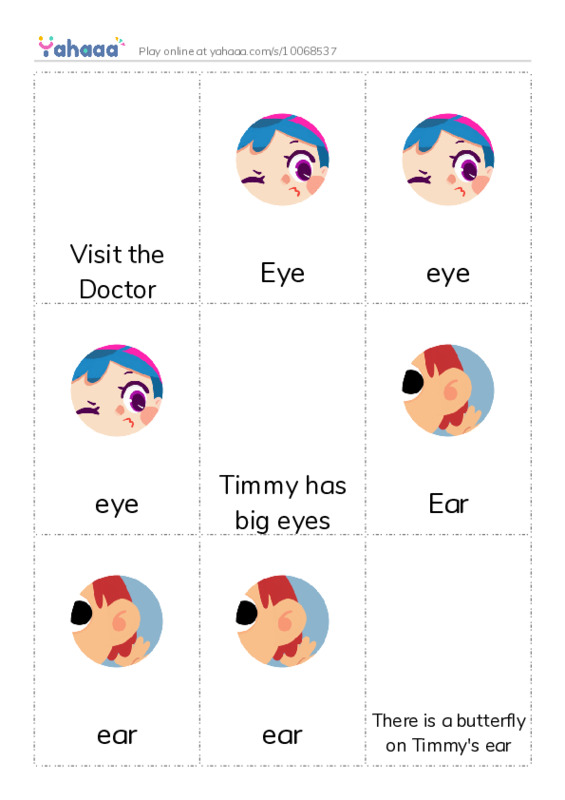 Picture flashcards worksheet for Visit the Doctor, Eye, eye and 10 more