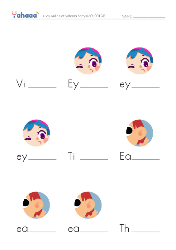 Finish the word worksheet for Visit the Doctor, Eye, eye and 10 more