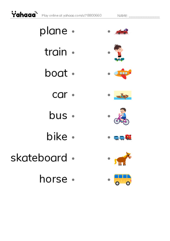 Draw a line to match worksheet for raz kids going places