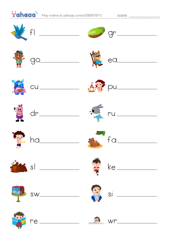 Write the word rows worksheet for irregular verbs