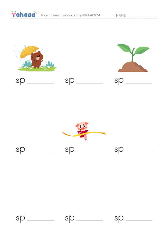 Finish the word worksheet for spring, splendid, sprout and 7 more