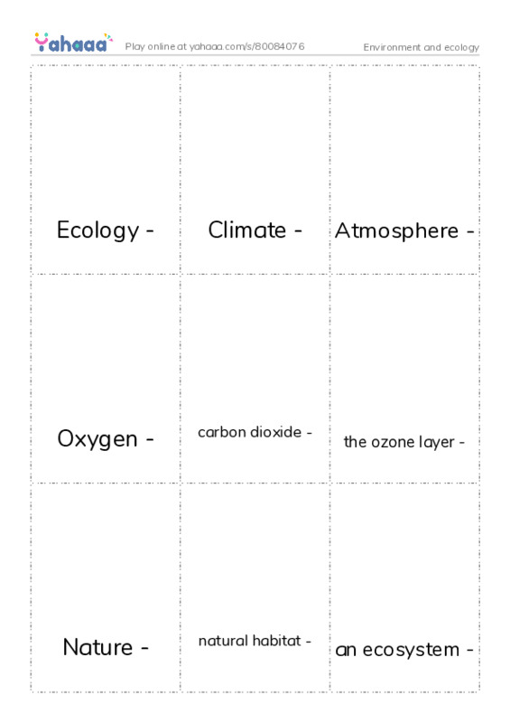 Picture flashcards worksheet for Environment and ecology