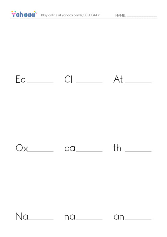 Finish the word worksheet for Environment and ecology