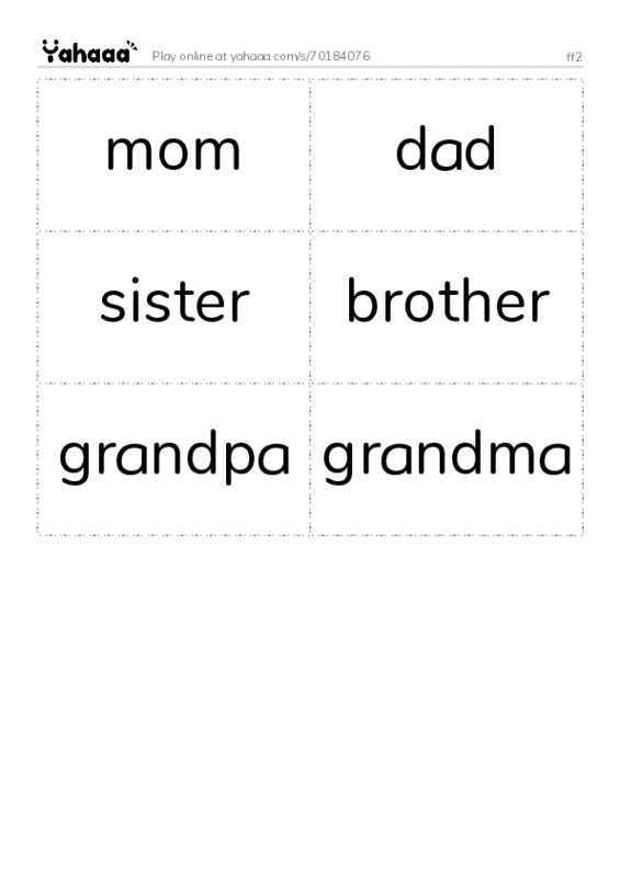Word flashcards worksheet for ff2